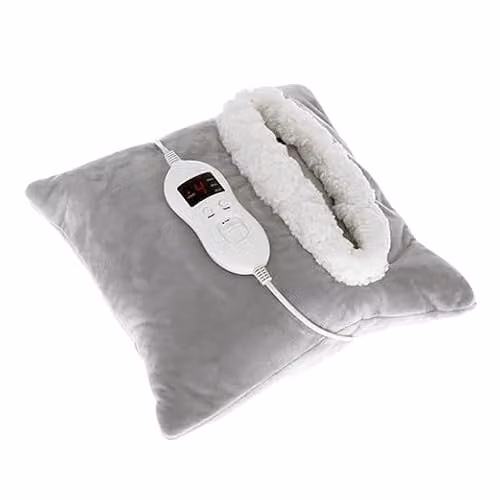Marco Paul Interiors Large Grey Fleece Heated Pad for Back, Neck and Shoulder Pain Relief, Mains Powered with 8 Heat Settings and Washable Removable Cover, W/D/H: 38 x 38 x 38 cm – 1