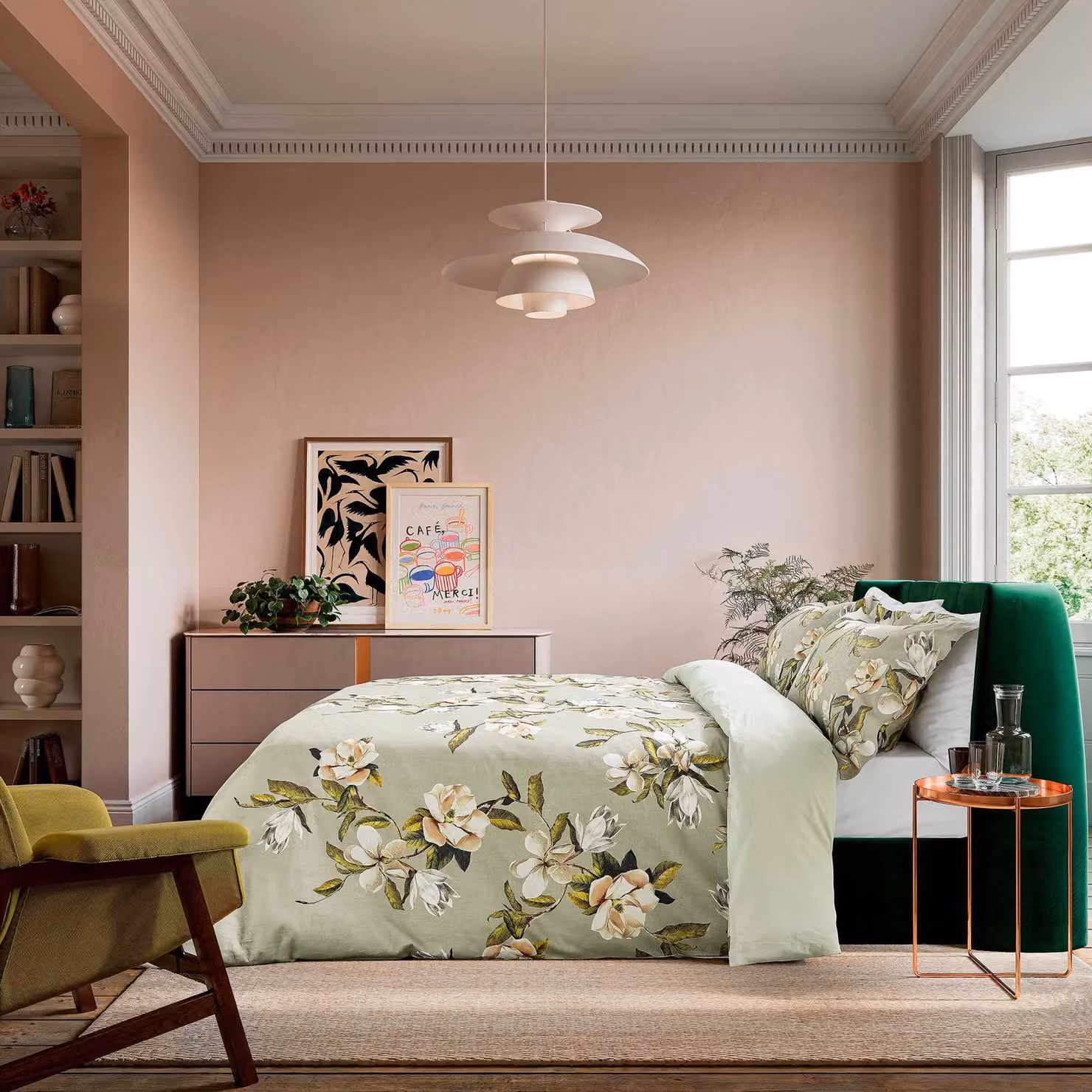 Ted Baker Opal Floral Green Cotton Mako Satin Duvet Cover and Pillowcase Set, W: 180 cm, H: 200 cm – 2