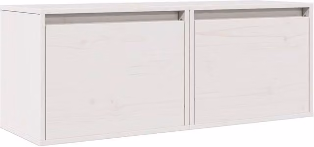Berkfield Home White Solid Pinewood Wall Cabinets, 2 Pack, W/D/H: 45 x 30 x 35 cm