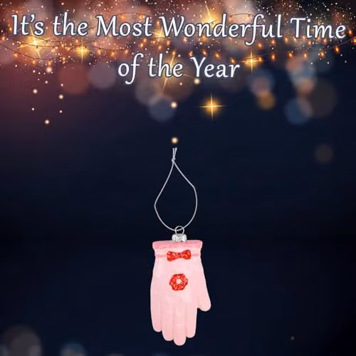 VFM e-Store Pink Glitter Glove Hanging Christmas Tree Ornament, W/D/H: 12.5 x 6 x 2.5 cm – 3