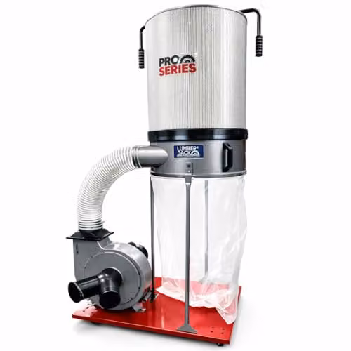 Lumberjack PRO SERIES 1500W Single Bag Dust Collector with 203L Filtration and 1 Micron Particle Capture, Red, W: 1000 mm x D: 1000 mm – 1