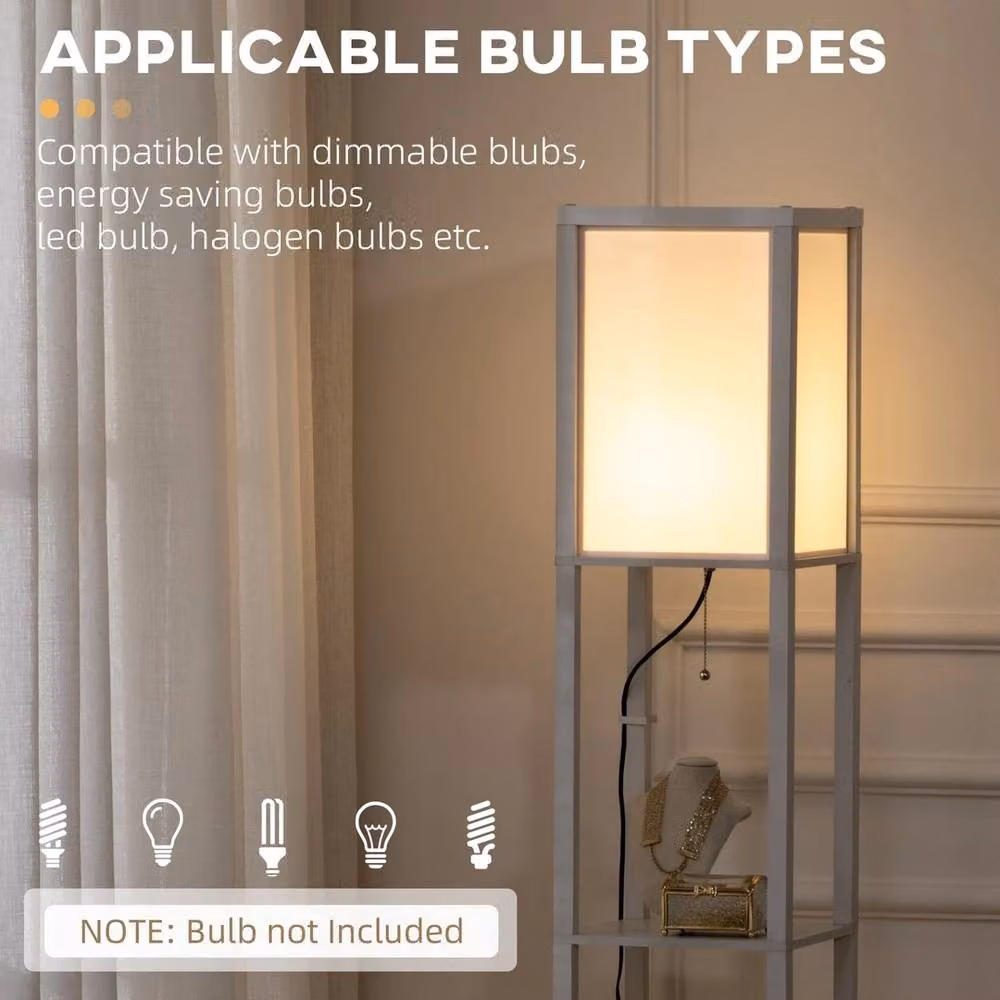 Havendro Modern White Dual Light Shelf Floor Lamp with Up and Down Lighting – 2