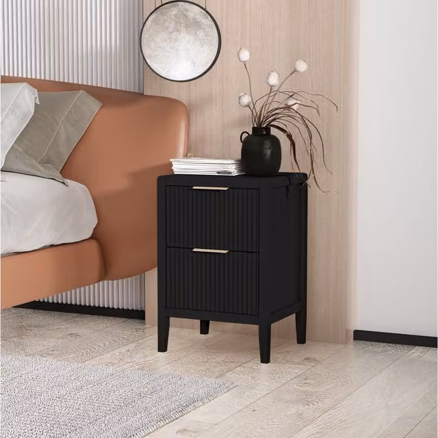 Cabinet Bits Castel 2 Drawer Bedside Table in Matt Black