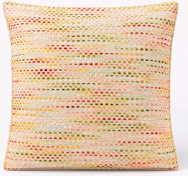 Serenityy Classic Woven Cotton Cushion Cover in Beige and Multicolour, W/D/H: 60 x 60 x 60 cm