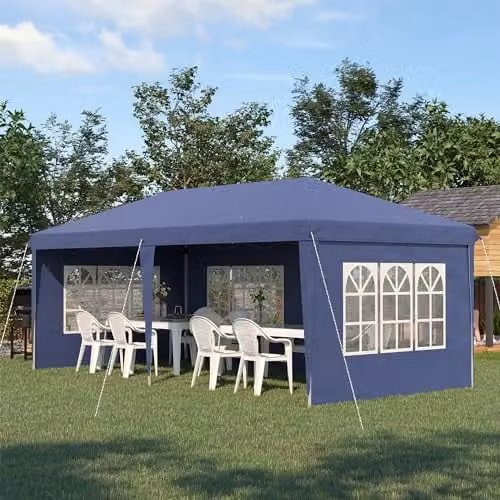 Outsunny Blue Heavy Duty Pop Up Gazebo Party Tent Marquee with Sidewalls and Storage Bag, W/D/H: 600 x 300 x 270 cm – 2