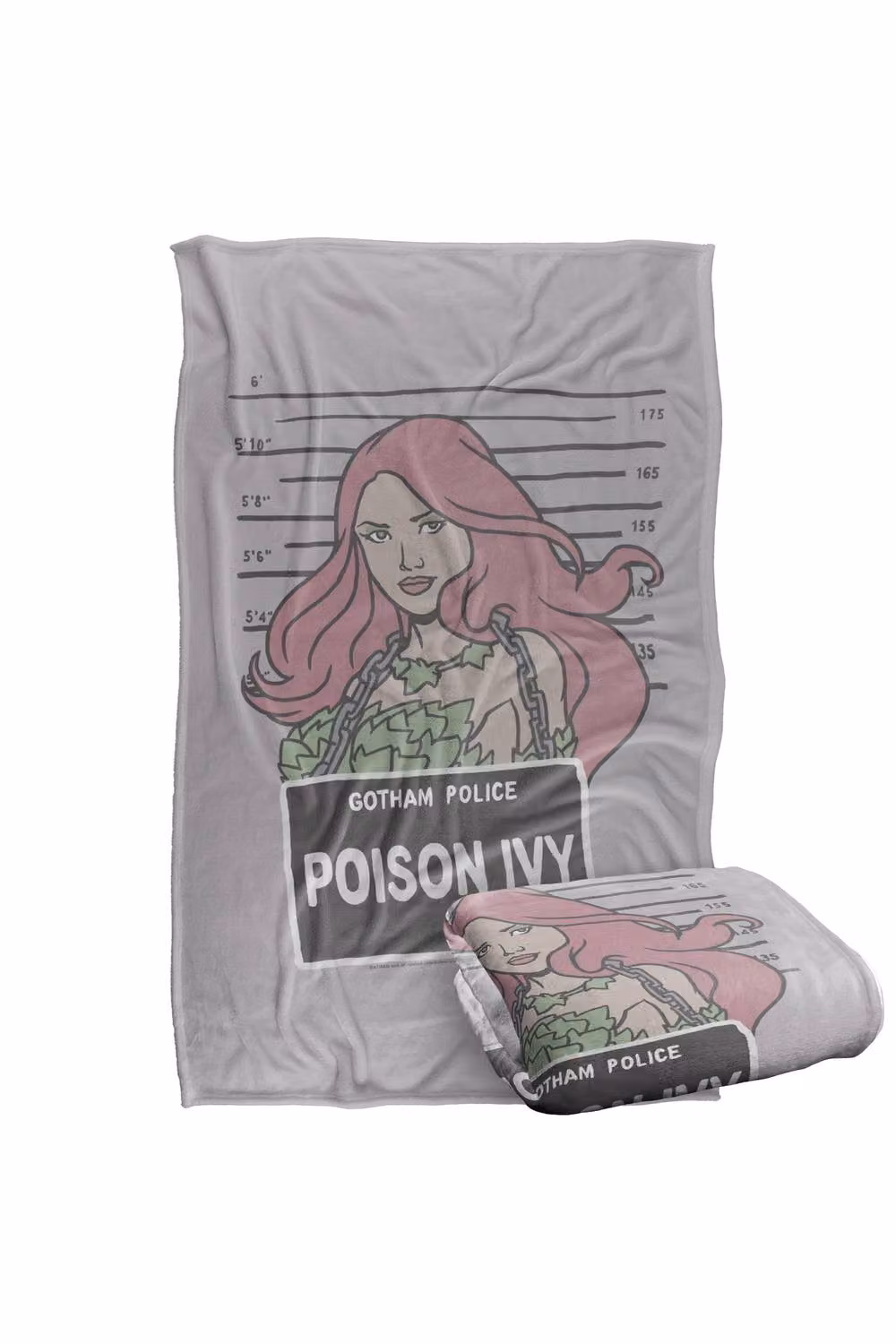 Warner Bros. Batman Poison Ivy Mugshot Super Soft Silky Touch Throw Blanket, Large, Grey and Multicolour – 2