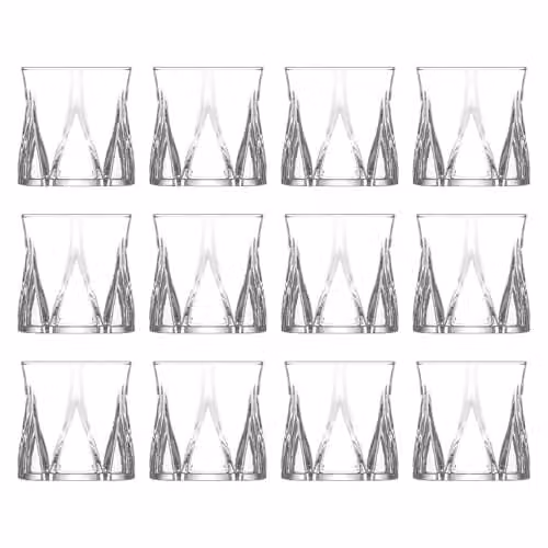 LAV Zoey Transparent Cut Glass Whisky Tumbler Set, 300 ml – 1