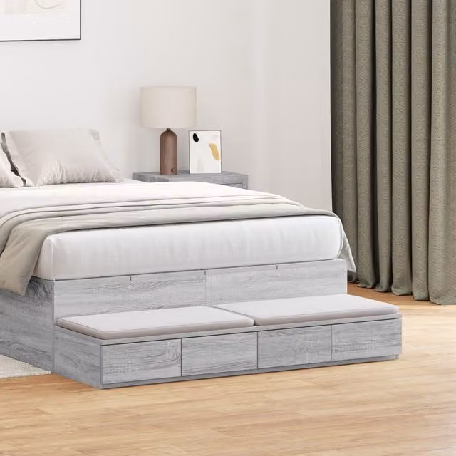 Berkfield Home Grey Sonoma Bedside Drawers in Engineered Wood W/D/H: 56.5 x 36.5 x 36.5 cm