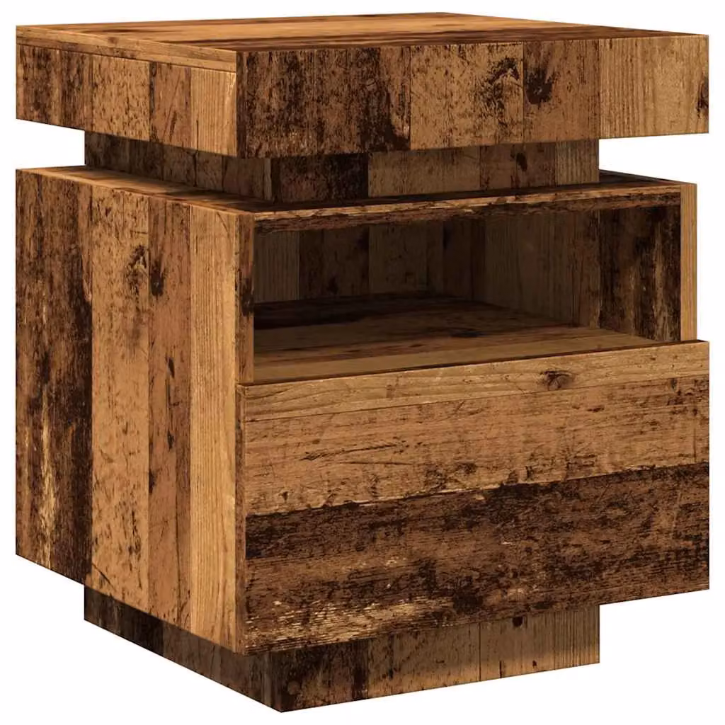 Berkfield Home Bedside Cabinet with Integrated LED Lights in Brown Old Wood, W: 40 cm, D: 39 cm, H: 48.5 cm – 3