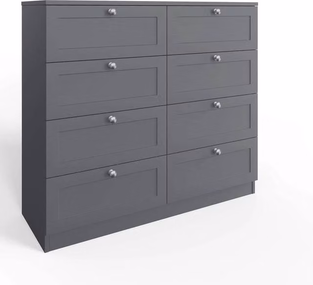 KORVIXA 8 Drawer Chest of Drawers Modern Grey Bedroom Furniture