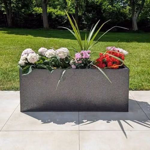 Access Garden Products Galvanised Steel Trough Planter in Silver and Black, W: 100 cm, D: 40 cm, H: 40 cm – 1