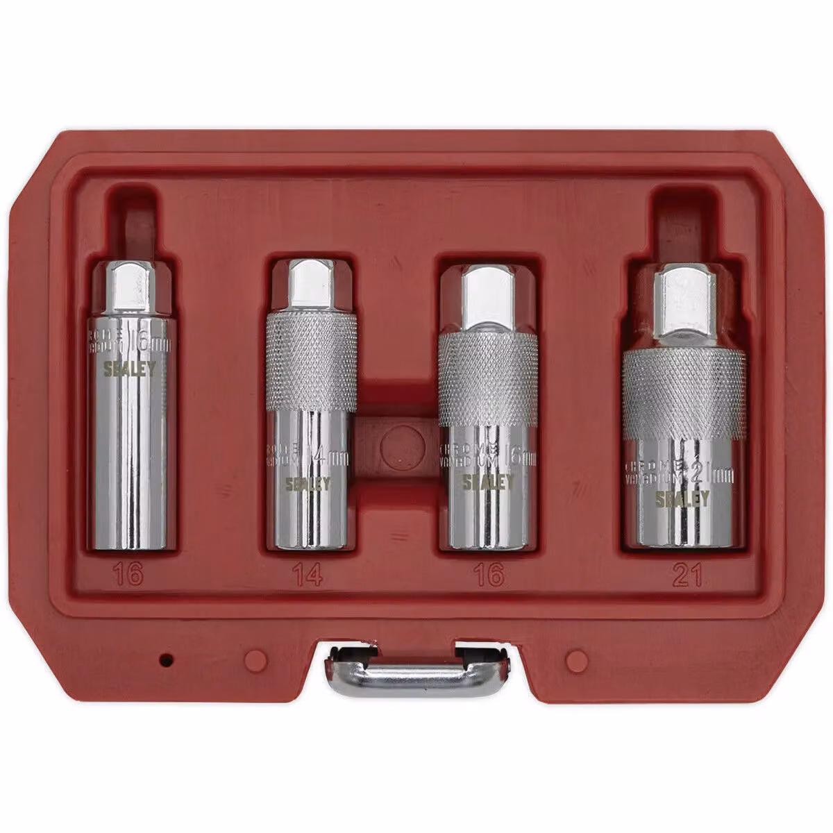 Loops 4 Piece Spark Plug Socket Set, 3/8 inch Sq Drive, Silver Chrome Vanadium Steel – 4