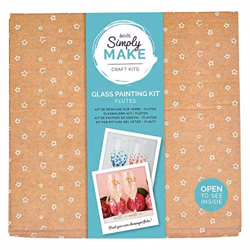 Docrafts Simply Make Create Your Own Glass Painting Kit with 2 Multicolour Champagne Flutes