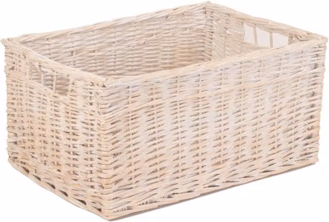 Red Hamper Wicker Open Storage Basket in White and Red