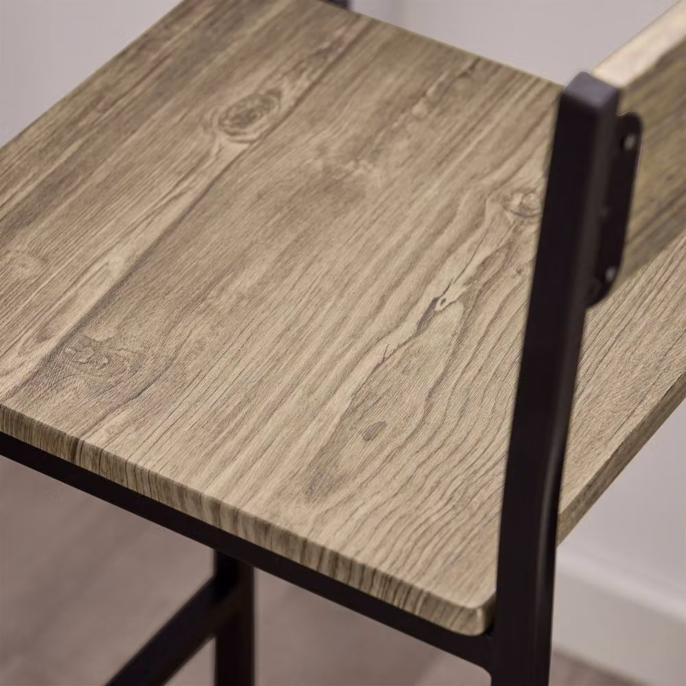 SoBuy Industrial Style Compact Bar Table and Stools Set in Oak and Black – 3