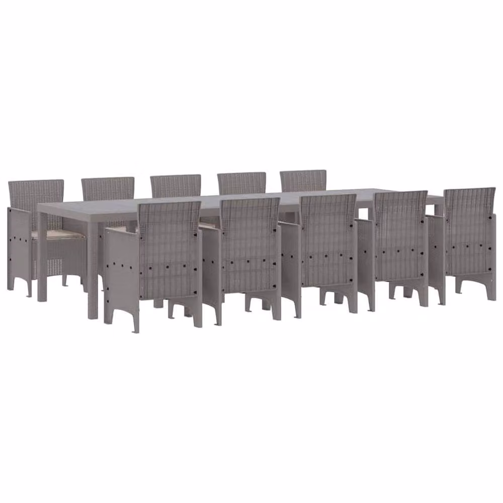 Berkfield Home Modern 11 Piece Poly Rattan Garden Dining Set with Light Grey Cushions – 3