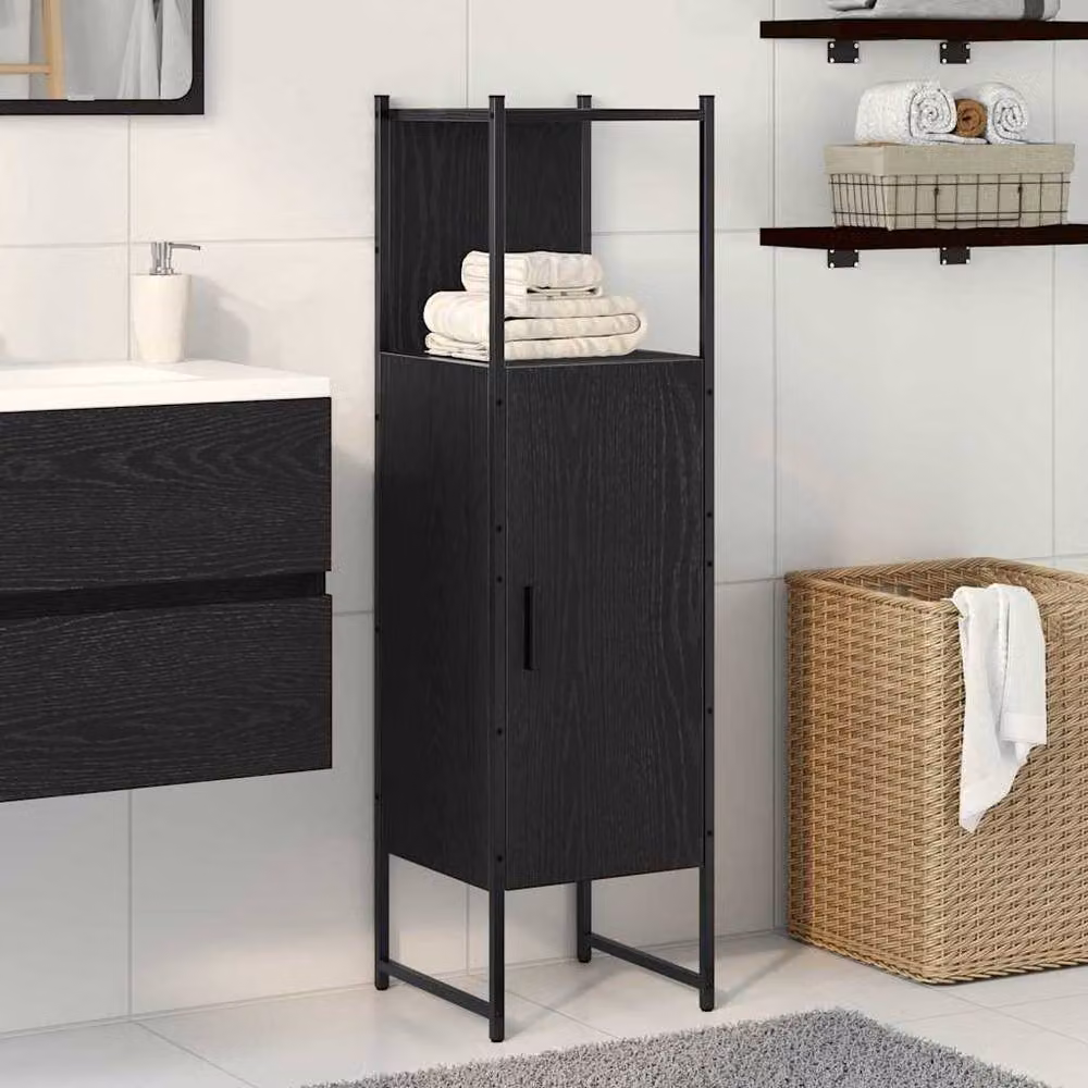 Berkfield Home Black Oak Bathroom Cabinet, W/D/H: 33 x 33 x 120 cm – 2