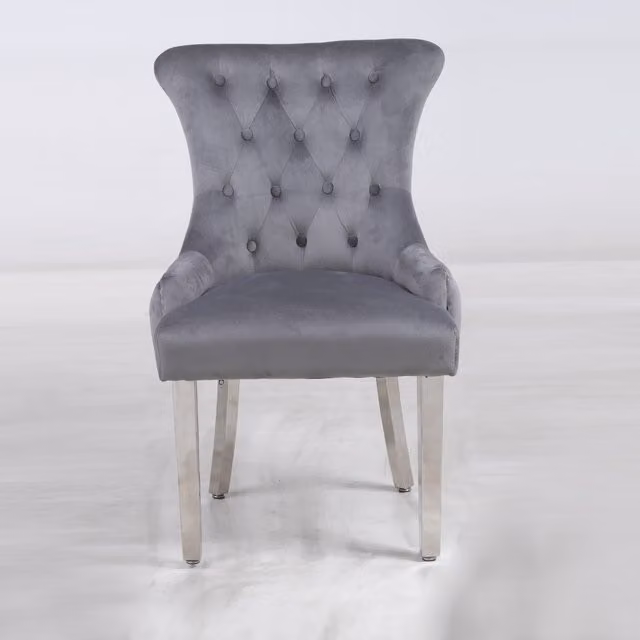 Modernique Set of 2 Paola Medusa Grey Velvet Chairs