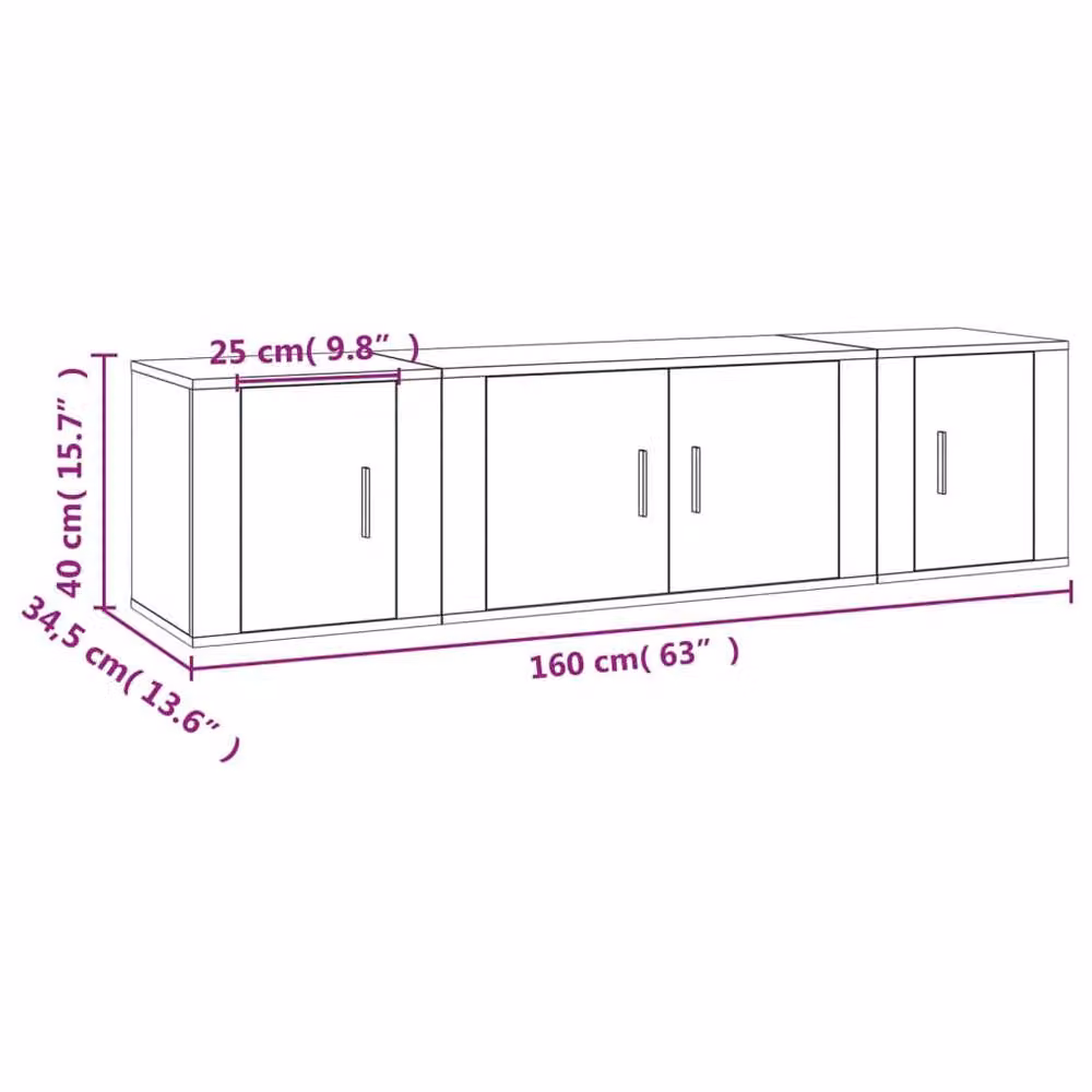 Berkfield Home 3 Piece Sonoma Oak TV Cabinet Set in Light Tan Beige – 3