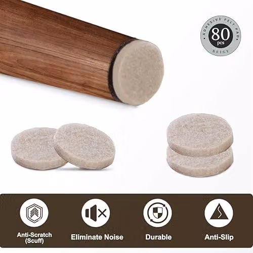 Premier Housewares Beige Felt Furniture Pads, 80 Piece Set – 3