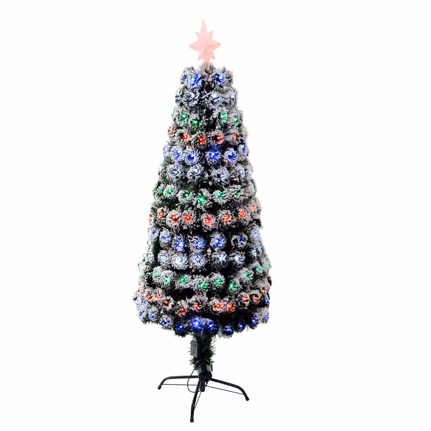 Shatchi Multicolour LED Fibre Optic Christmas Tree with Star, Green, Height: 90 cm – 2