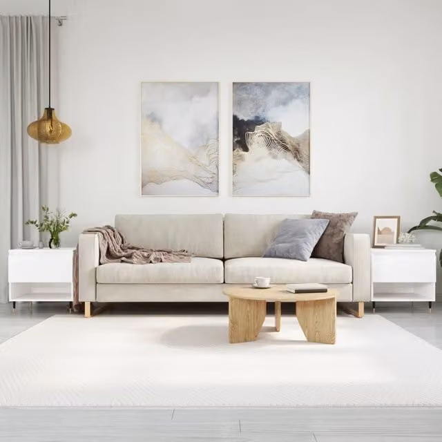 Berkfield Home Set of 2 Modern White Coffee Tables in Engineered Wood, W/D/H: 50 x 46 x 50 cm