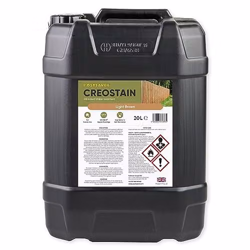 Postsaver Creostain Creocote Oil-Based Wood Treatment, Solvent-Based Wood Stain and Preserver, Brown, 20 l