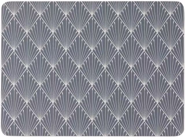 English Tableware Company Set of 4 Grey Art Deco Geometric Cork Placemats