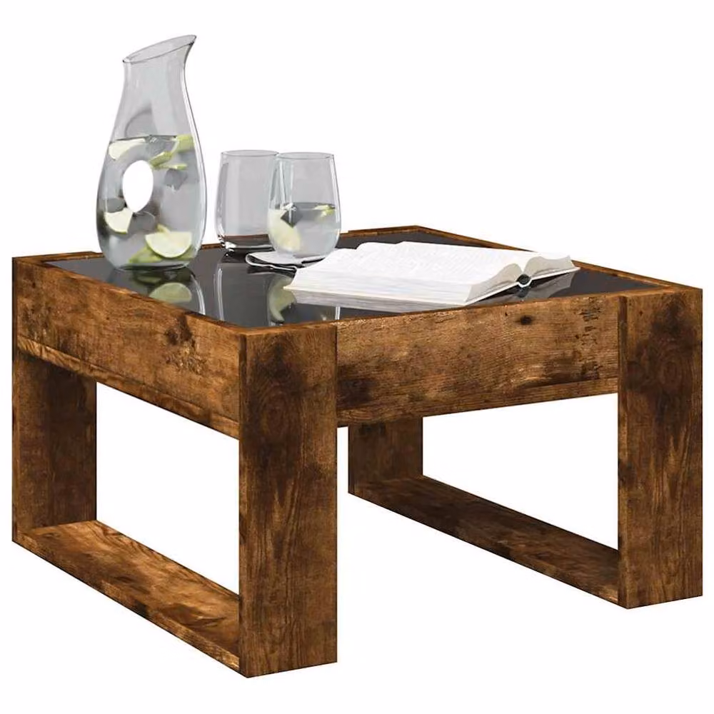 Berkfield Home Infinity LED Coffee Table in Smoked Oak Brown, W: 50 cm, D: 53 cm, H: 30 cm – 2