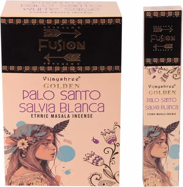 KDMK Golden Palo Santo and White Sage Incense Sticks for Cleansing and Meditation, Gold