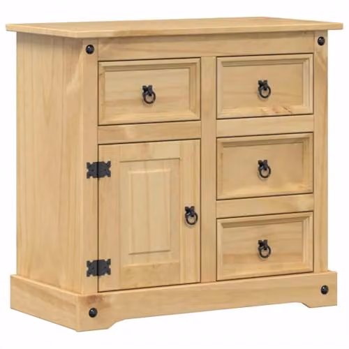vidaXL Corona Rustic Sideboard in Brown Waxed Solid Pine Wood, W/D/H: 80 x 40 x 75 cm
