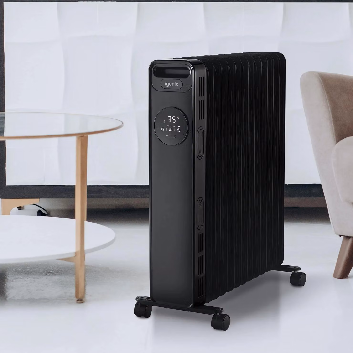 Igenix 2.5kW Digital Oil Filled Radiator with Timer and Remote Control, Black – 4
