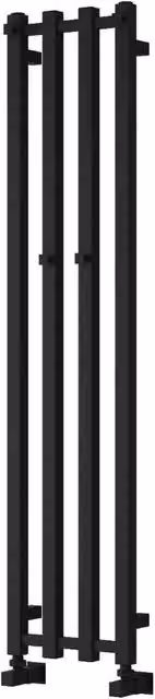 Bathroom Kingdom Todi Black Steel Designer Heated Towel Rail H: 1200 mm, W: 260 mm