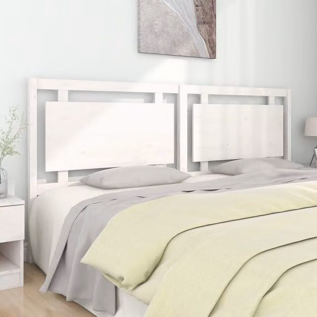 Berkfield Home White Solid Pine Wood Bed Headboard W: 205.5 cm, D: 4 cm, H: 100 cm