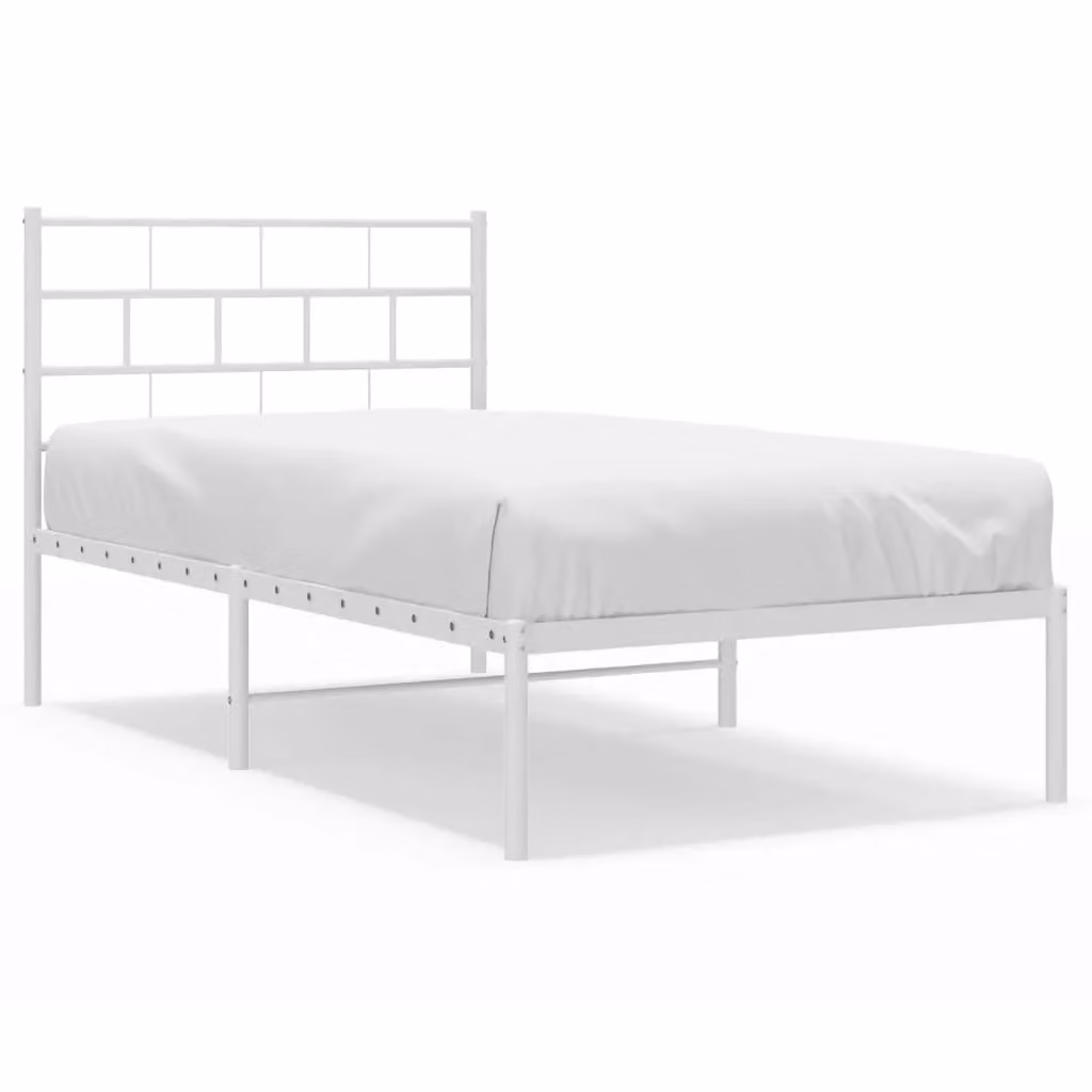 Berkfield Home Metal Bed Frame with Headboard in White, W/D/H: 75 x 190 cm Small Single – 2