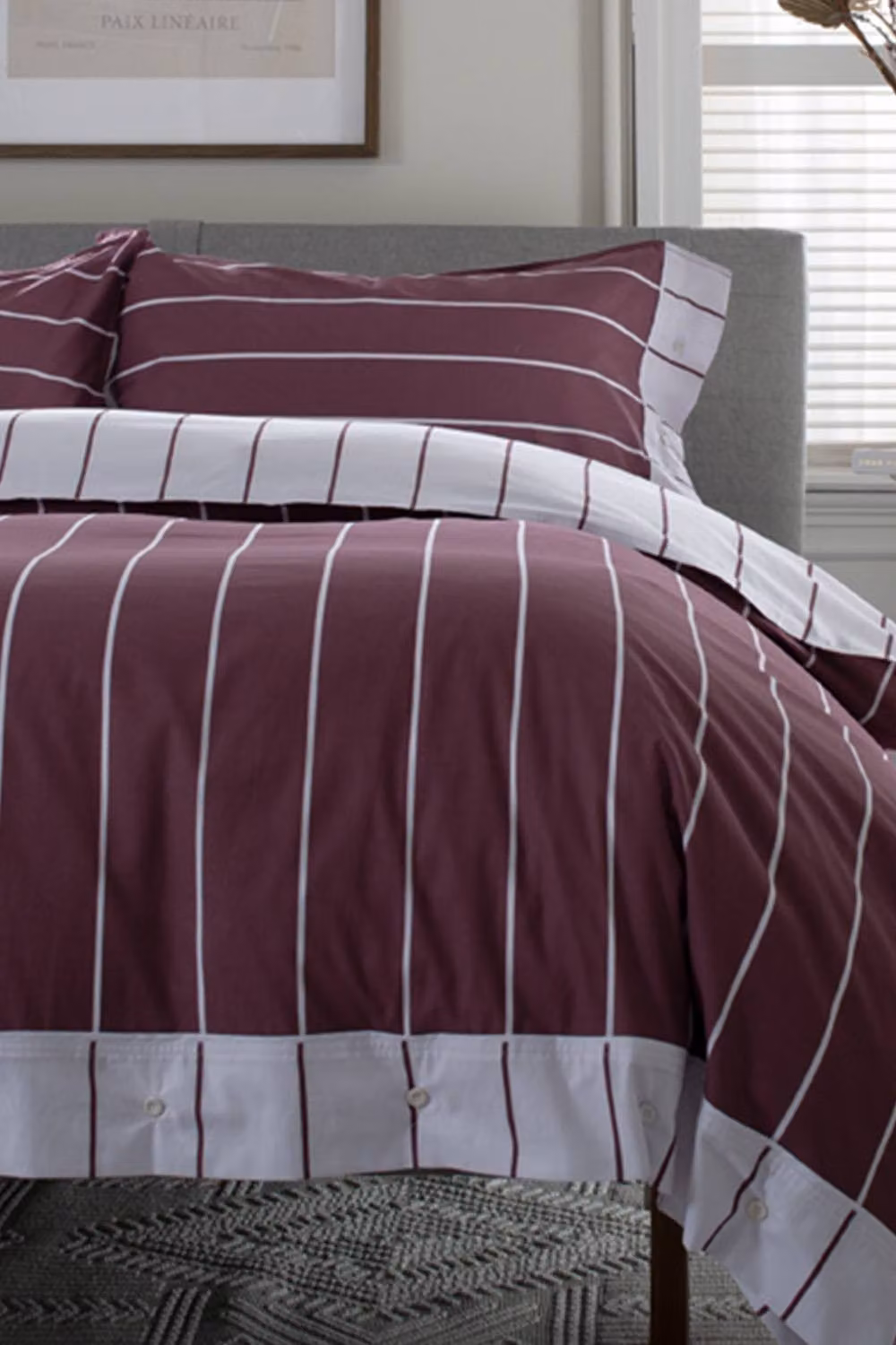 The Lyndon Company Striped Cotton Duvet Cover Set in Red, W/D/H: 140 x 200 cm – 2