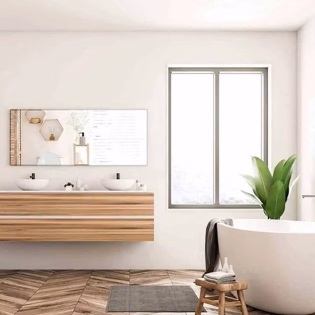NESTLUNE Large Self-Adhesive Mirror Wall Sticker Roll in Silver, W/H: 100 x 100 cm – 1