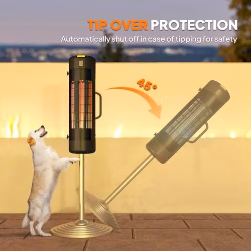 Outsunny Electric Parasol Mounted Patio Heater in Black with Carbon Fibre Element – 5