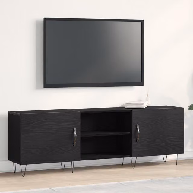 Berkfield Home Modern Black Oak TV Cabinet, W: 150 cm, D: 30 cm, H: 50 cm