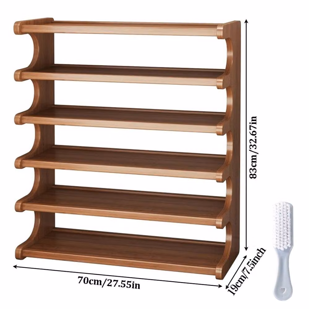Ventryn 6-Tier Brown Bamboo Wooden Shoe Rack Storage Organiser – 2