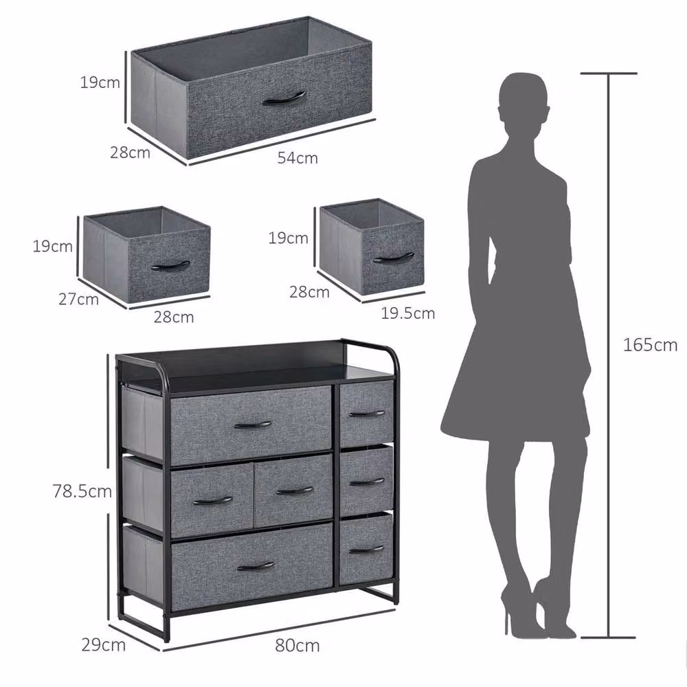 Havendro 3-Tier Fabric Bedroom Dresser with 7 Foldable Drawers, Grey – 2