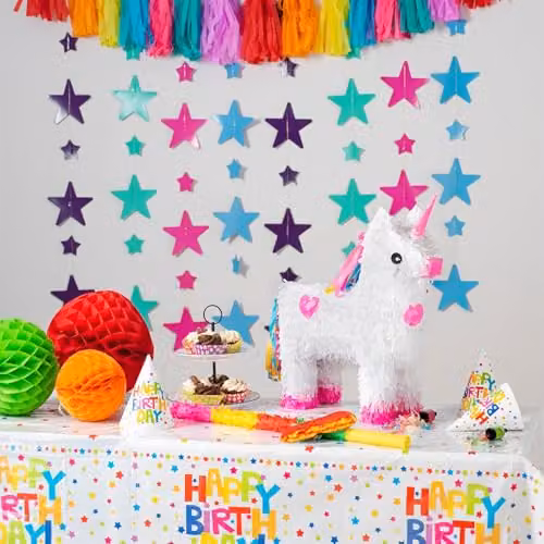 Fax Potato Unicorn Pinata Set with Blue Buster Stick and Blindfold, W43 x D13 x H55 cm – 2