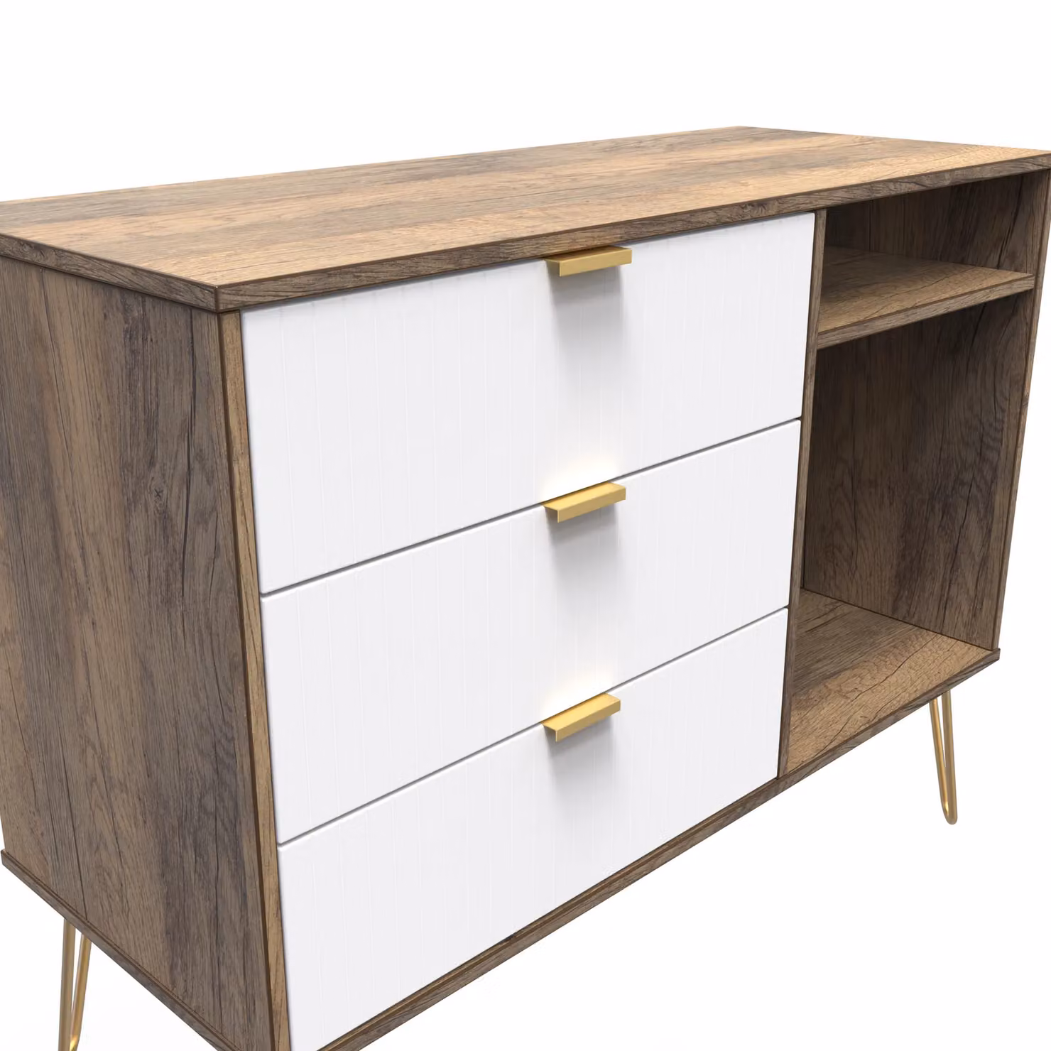 2 U Bexley Modern 3 Drawer TV Unit with Media Compartments in Multicolour and Gold – 3