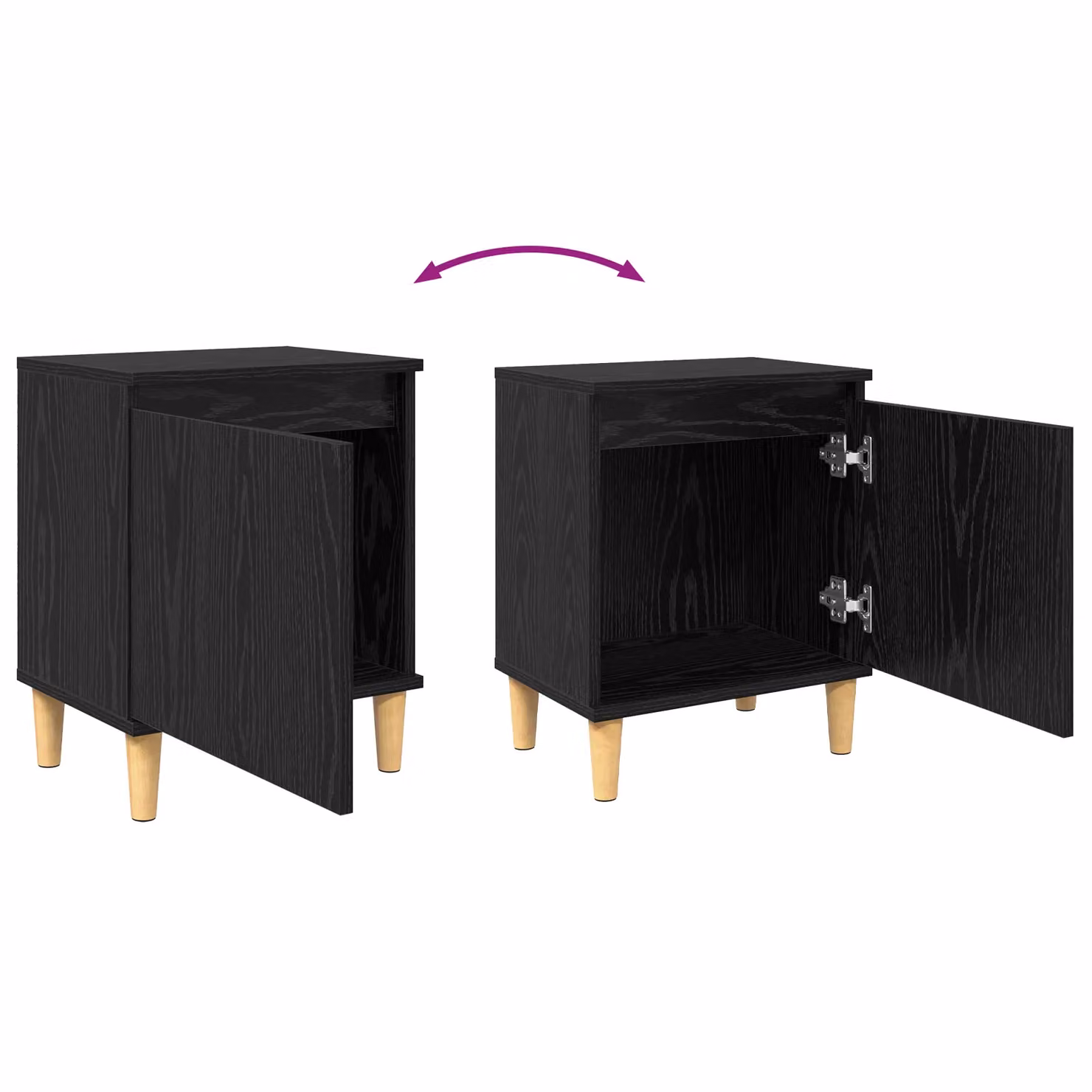 Berkfield Home Black Oak Nightstand, Black, W/D/H: 40 x 30 x 50 cm – 8