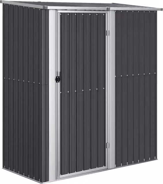 Berkfield Home Anthracite Pent Garden Shed in Galvanised Steel, W/D/H: 180.5 x 97 x 209.5 cm