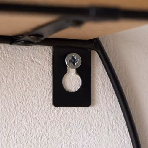 OHS Round Wall Mounted Decorative Display Shelf with Metal Frame in Black and Light Wood, W/D/H: 50 x 50 x 10 cm – 2