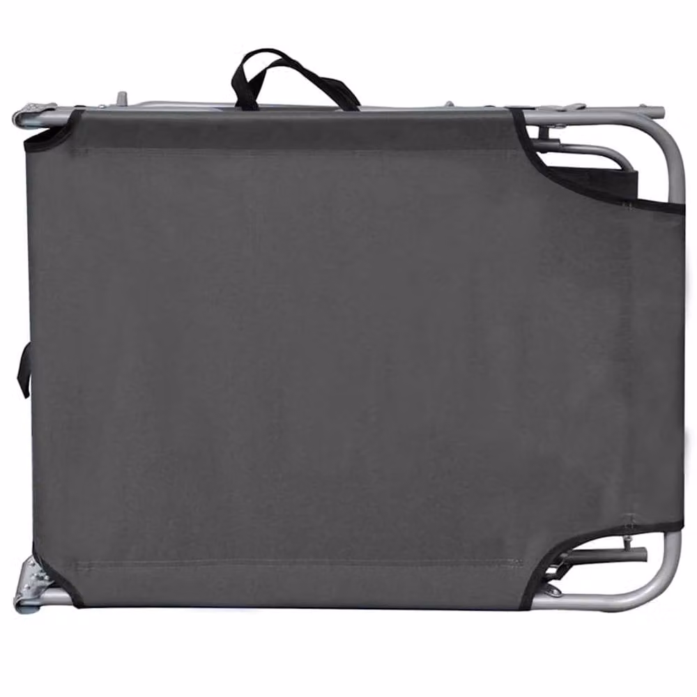 Berkfield Home Folding Sun Lounger with Canopy in Grey Powder Coated Aluminium – 2