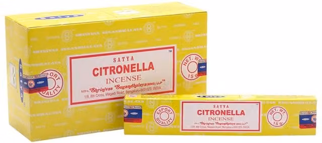 Satya Citronella Incense Sticks, 12 Pack, Yellow