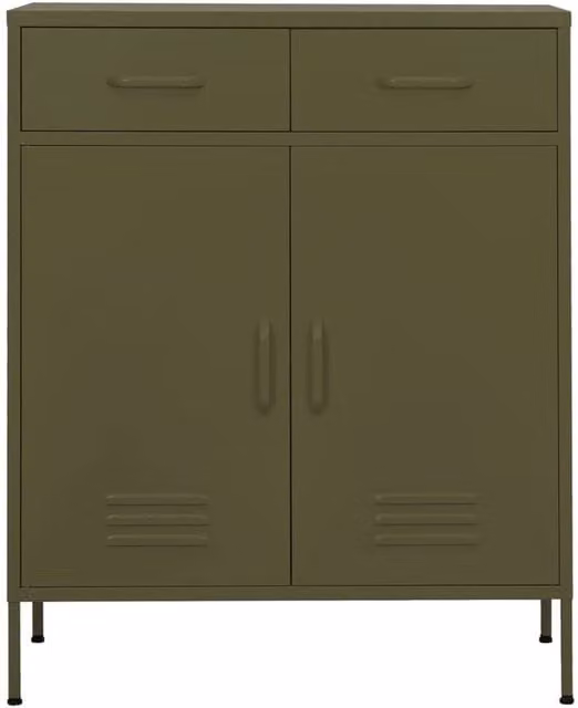 Berkfield Home Metal Storage Cabinet in Olive Green, W/D/H: 80 x 35 x 101.5 cm – 1