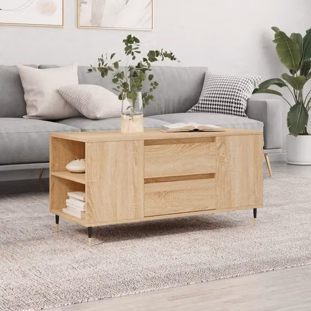 Berkfield Home Sonoma Oak Coffee Table in Brown, W: 102 cm, D: 44.5 cm, H: 50 cm – 1